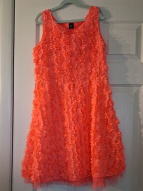GAP Girls Coral Floral Overlay Party Dress